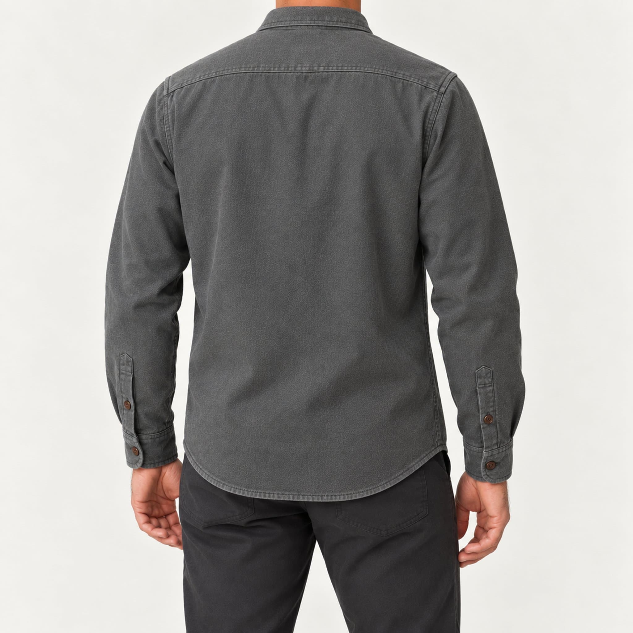 Camisa de moleskin na cor Cinza-ardósia, no corpo, costas