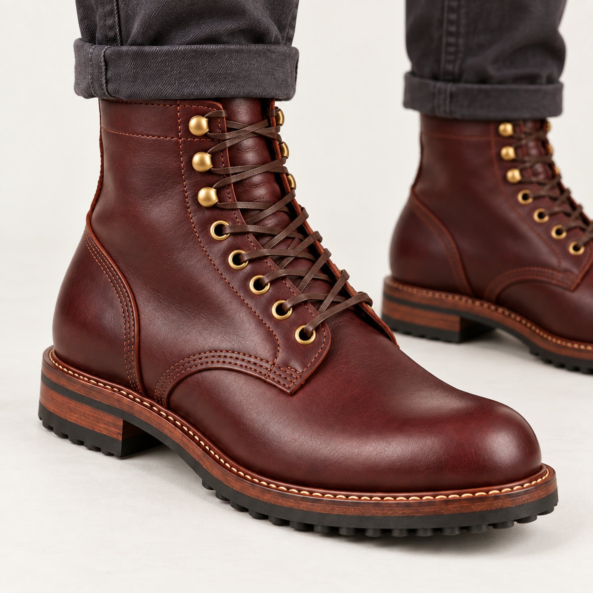 Bota service na cor Bordô, detalhe