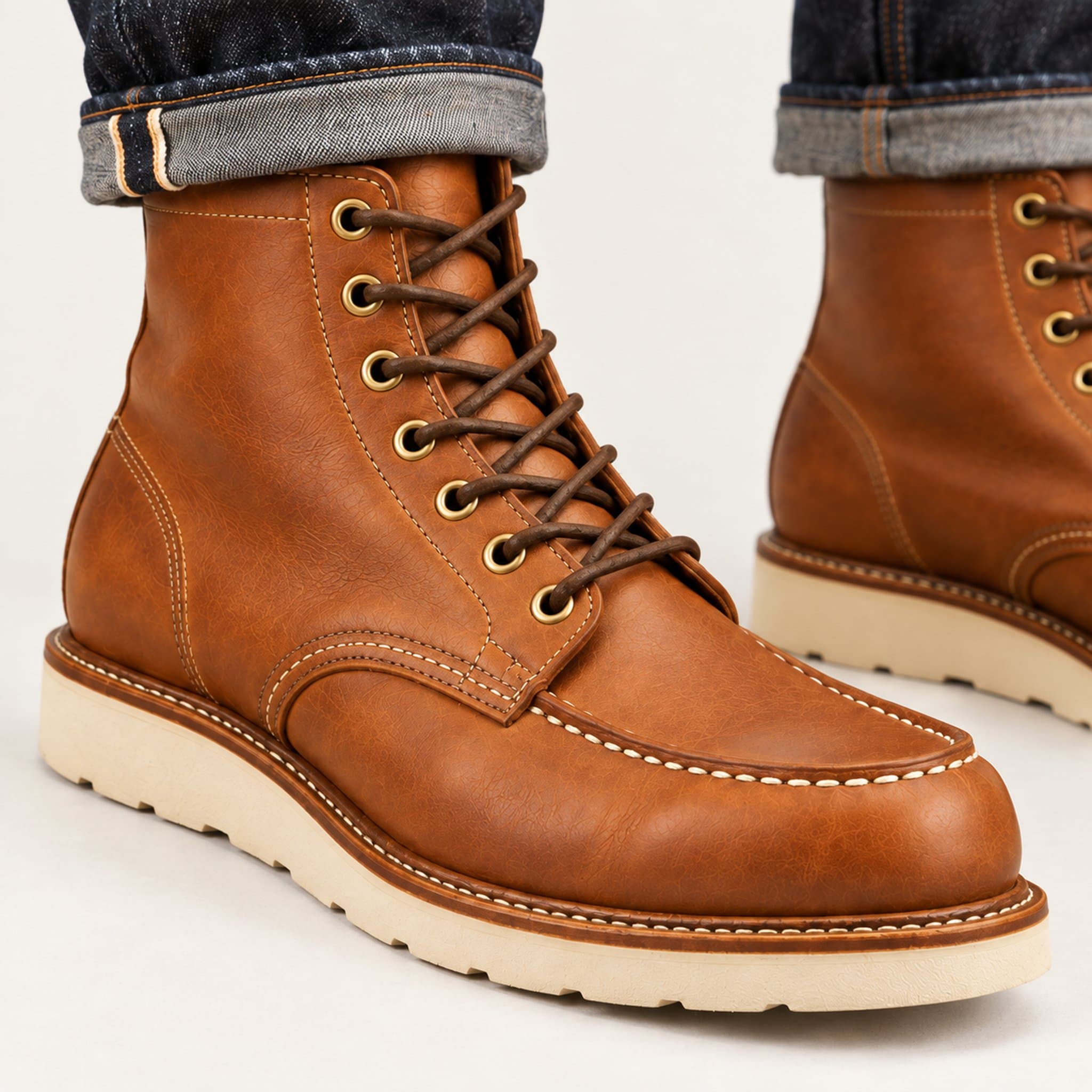 Bota moc toe na cor Caramelo, detalhe